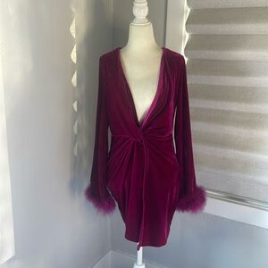 Fuscia  velvet cocktail dress